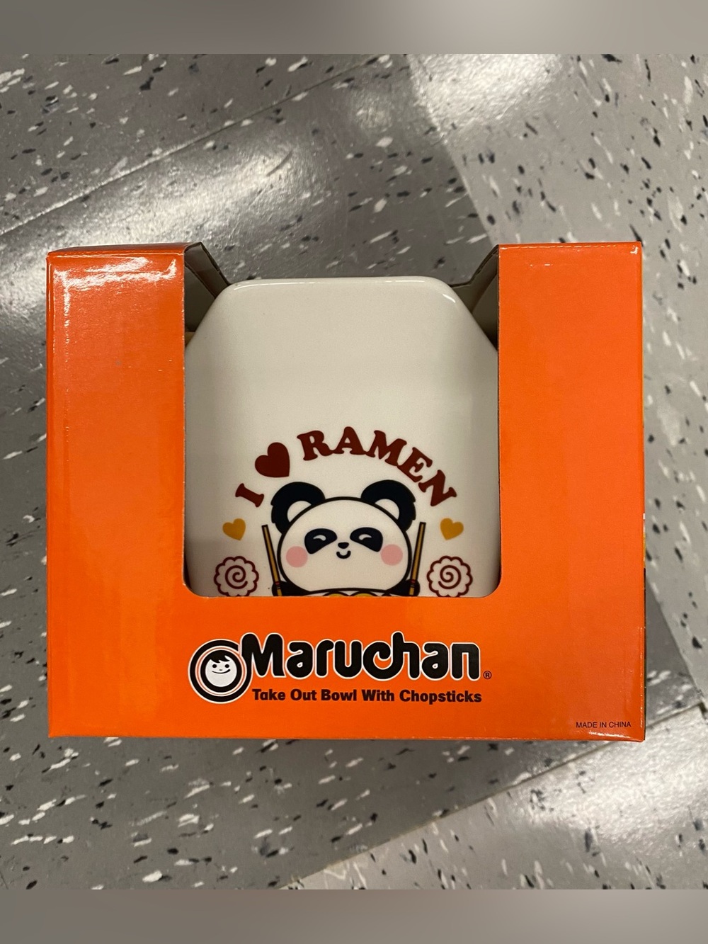 Maruchan Panda "I ♥ Ramen" Takeout Bowl with Chopsticks - White/Orange